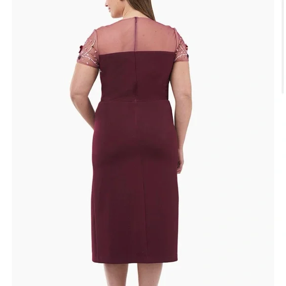 NWT Crepe Beaded Midi Cocktail Dress Curve - Picture 3 of 14